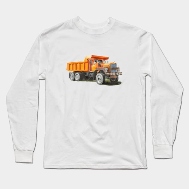 Orange Dump Truck Long Sleeve T-Shirt by Sandra Warmerdam